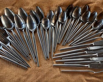 Stanley Roberts Comet Flatware Set Mid Century Modern Stainless Japan 38pc MCM
