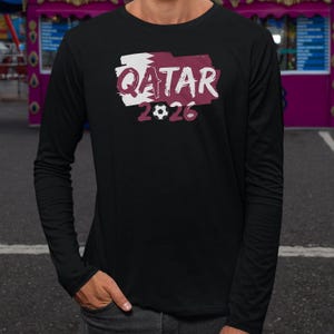 Qatar Flag Animated Tribute for Fans Graphic Tee, Soccer World Tournament Inspired Design, Football Supporters Sports Gift Unisex T-Shirt image 7