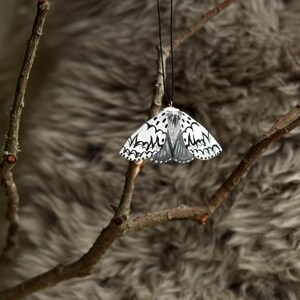 Hand Carved Black Arches Moth Decoration, Hand Painted Scottish Hardwood, Forest Magic Ornament, Native Fauna gift