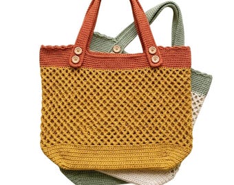 Crochet Tote Bag Pattern PDF | Sunday Market Tote | Mesh Shopping Bag | Beach Bag Crochet Pattern | Instant Download