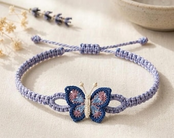 Crochet Butterfly Charm Bracelet Pattern  | Boho Crochet Jewelry Tutorial | DIY Bracelet PDF | Butterfly Cord Bracelet | Instant Download