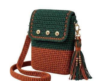 Crochet Phone Bag Pattern PDF | Boho Tassel Crossbody Purse (Instant Download)