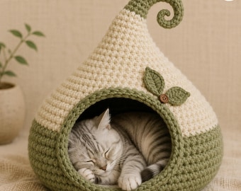 Crochet Cat Cave Pattern PDF | Cozy Cat Bed Crochet Pattern | Cat House DIY Tutorial | Cat Cave Crochet Pattern