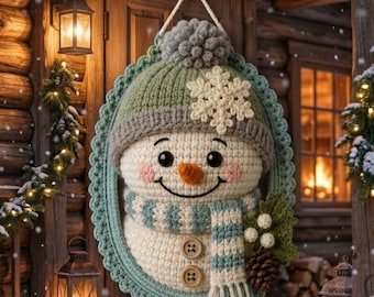 Crochet Snowman Door Hanger Pattern | Amigurumi Christmas Wreath Tutorial (PDF Download)