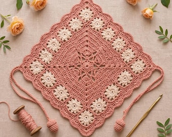Crochet Bandana Pattern PDF | Crochet Headscarf Pattern | Baby Bandana Tutorial | Floral Crochet Head Kerchief | Beginner Crochet Pattern