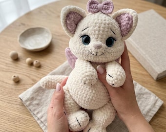 Cat Crochet Pattern PDF | Kitty with Bow Amigurumi Pattern | Easy Crochet Kitten Plush | Cute Cat Toy DIY | Instant Digital Download