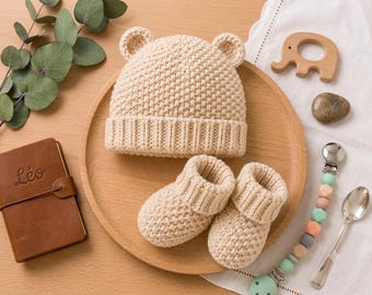 Baby Bear Beanie & Booties Crochet Pattern (PDF Instant Download)