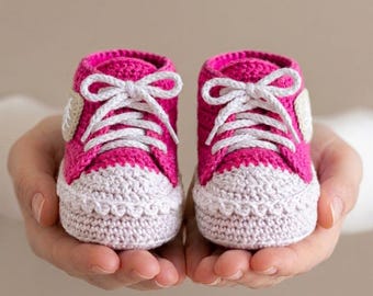 Crochet Baby Sneakers Pattern PDF | High Top Baby Booties Crochet Pattern | Baby Shoes Pattern | 6 Sizes | Crochet Tutorial + Video |