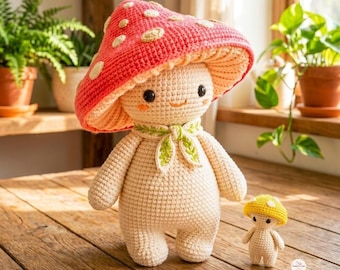 Crochet Mushroom Pattern PDF | Mushroom Amigurumi Pattern | Cute Crochet Doll | Forest Gnome Toy | Instant Digital Download.