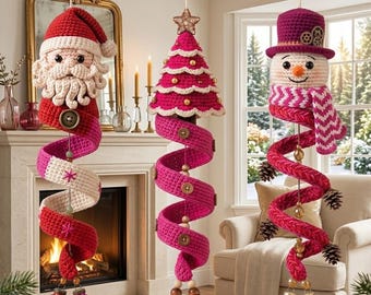 Snowman Crochet Pattern PDF | Christmas Spiral Ornament | Crochet Snowman Decor | Amigurumi Holiday Ornament | Beaded Christmas Decoration