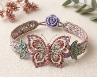 Crochet Butterfly Bracelet Pattern PDF | Floral Boho Jewelry | Butterfly Bracelet Tutorial | Crochet Gift Pattern | Instant Download.