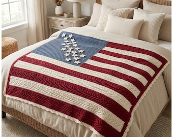 Crochet American Flag Blanket Pattern PDF | Patriotic Crochet Afghan | Stars and Stripes Throw | Americana Home Décor | 4th of July Crochet.