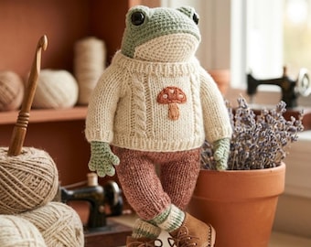 Crochet Frog Doll Pattern PDF | Frog Amigurumi Pattern | Crochet Frog Plushie | Sweater Doll Tutorial | Woodland Toy | Instant Download