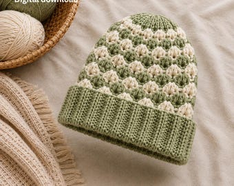 Crochet Ribbed Hat Crochet Pattern PDF | Crochet Hat, Stretchable Beanie DIY | Digital Download