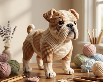 Crochet Bulldog Pattern PDF | Amigurumi Dog Crochet Pattern |  English Bulldog Plushie | Handmade Pet Lover Gift | Instant Download