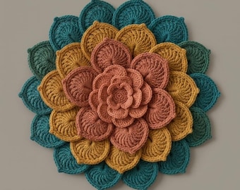 Crochet Flower Wall Hanging Pattern PDF | Layered Flower Crochet Pattern | Floral Wall Decor | Boho Home Decor | Instant Download