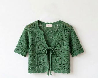 Granny Square Cardigan Crochet Pattern PDF | Boho Crochet Sweater | Women's Summer Cardigan Pattern | Instant Digital Download