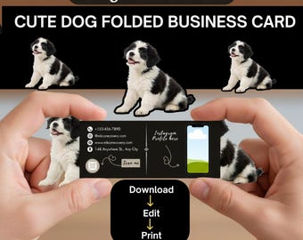 Dog Folded Business Card | Editable Canva Template | Pop Up QR Code Design | Digital Download