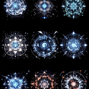 Magic Circle Clipart Bundle, Fantasy Spell Effect PNG, Glowing Celestial Graphics for Crafts, Stickers & Printables（HY432）