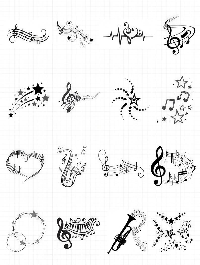 50+ Music Note PNG Bundle, Treble Clef Clipart, Black Musical Symbol ...
