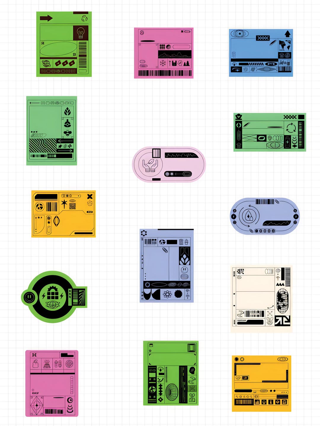 Y2K Cyberpunk Techwear Labels PNG SVG Bundle, Grunge Aesthetic Sticker ...
