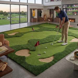 Handtuftad golfmatta för puttbana, realistisk sporttema för inomhusgräs, heminredning