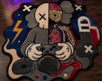KAWS Inspired Hand Tufted Rug | Street Art Hypebeast Room Decor Carpet