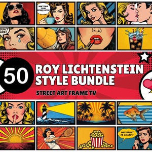 Paquete de 50 marcos de TV de estilo pop art de Roy Lichtenstein (descarga digital)