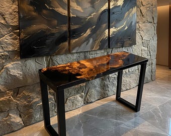Custom Handmade Resin Console Table, Epoxy Resin Table, Modern Console Table, Handmade Furniture for Entryway, Handmade Epoxy Table