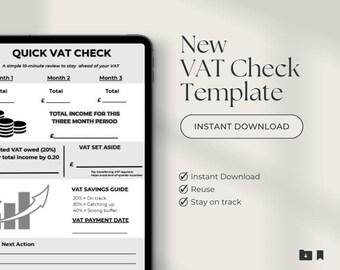 Foglio di lavoro per il monitoraggio dell'IVA nel Regno Unito / Calcolatore per ditte individuali (download digitale)