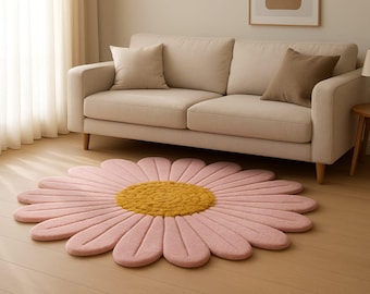 Rosa prästkrageblomma tuftad matta, mjuk barnrumsmatta, vardagsrumsinredning