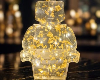 Lámpara LED hecha a mano de epoxi – Figur im Baustein-Stil