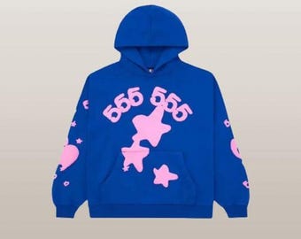 Sp5der Beluga Hoodie, Oversized Streetwear Hoodie for Men, Spider Web Graphic Hoodie, Casual Pullover Streetwear Sweatshirt