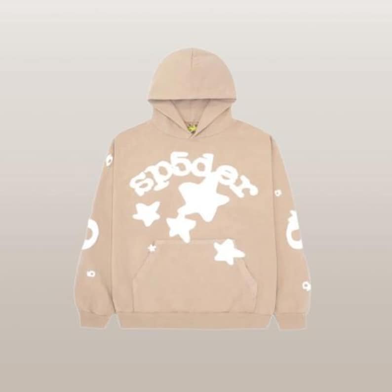 Sp5der Beluga Hoodie, Oversized Streetwear Hoodie for Men, Spider Web Graphic Hoodie, Casual Pullover Streetwear Sweatshirt image 3