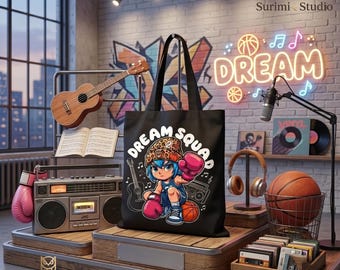 Dream Squad Tote Bag, Anime Girl Canvas Bag, Boxer Aesthetic Gift, Streetwear Tote, Cool Graphic Bag, Sports Fan Gift, Music Lover Bag