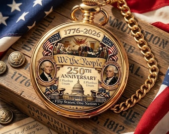 Reloj de bolsillo conmemorativo del 250 aniversario de EE. UU. / Semiquincentenario de Estados Unidos 1776-2026 / Regalo patriótico para veteranos y amantes de la historia