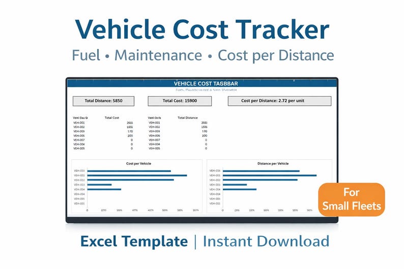 Vehicle Cost Tracker Excel Template, Small Fleet Fuel Maintenance ...