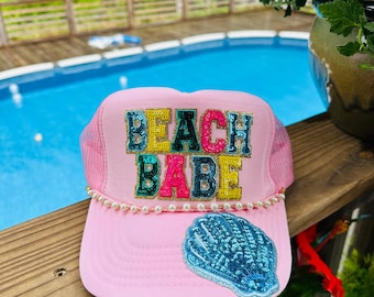 Pink Sequin Beach Babe Trucker Hat