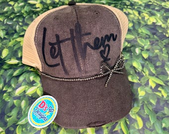 Let Them Trucker Hat • Neutral Cap with Bow Chain
