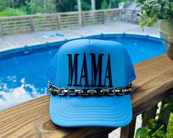 Custom "MAMA" Trucker Hat with Chain Accent