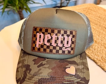 Camo Trucker Hat • Petty Checkerboard Patch, Heart Detail