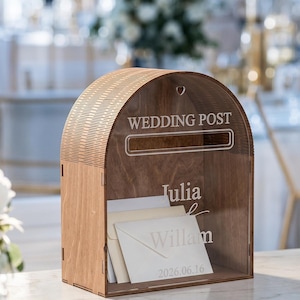 Gewölbter Hochzeitsbriefkasten - Personalisierte Kartenbox mit Namen & Datum - Elegantes Hochzeitsandenken