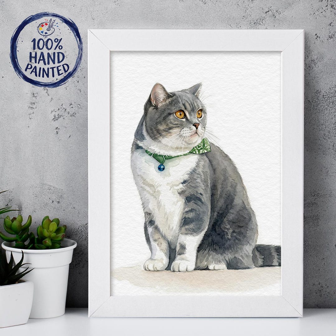 Hand Painted Pet Portrait Watercolor, Custom Dog/cat Portrait From ...