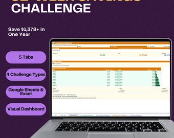 52 Week Savings Tracker Spreadsheet, Weekly Saving Challenge for Google Sheets Excel