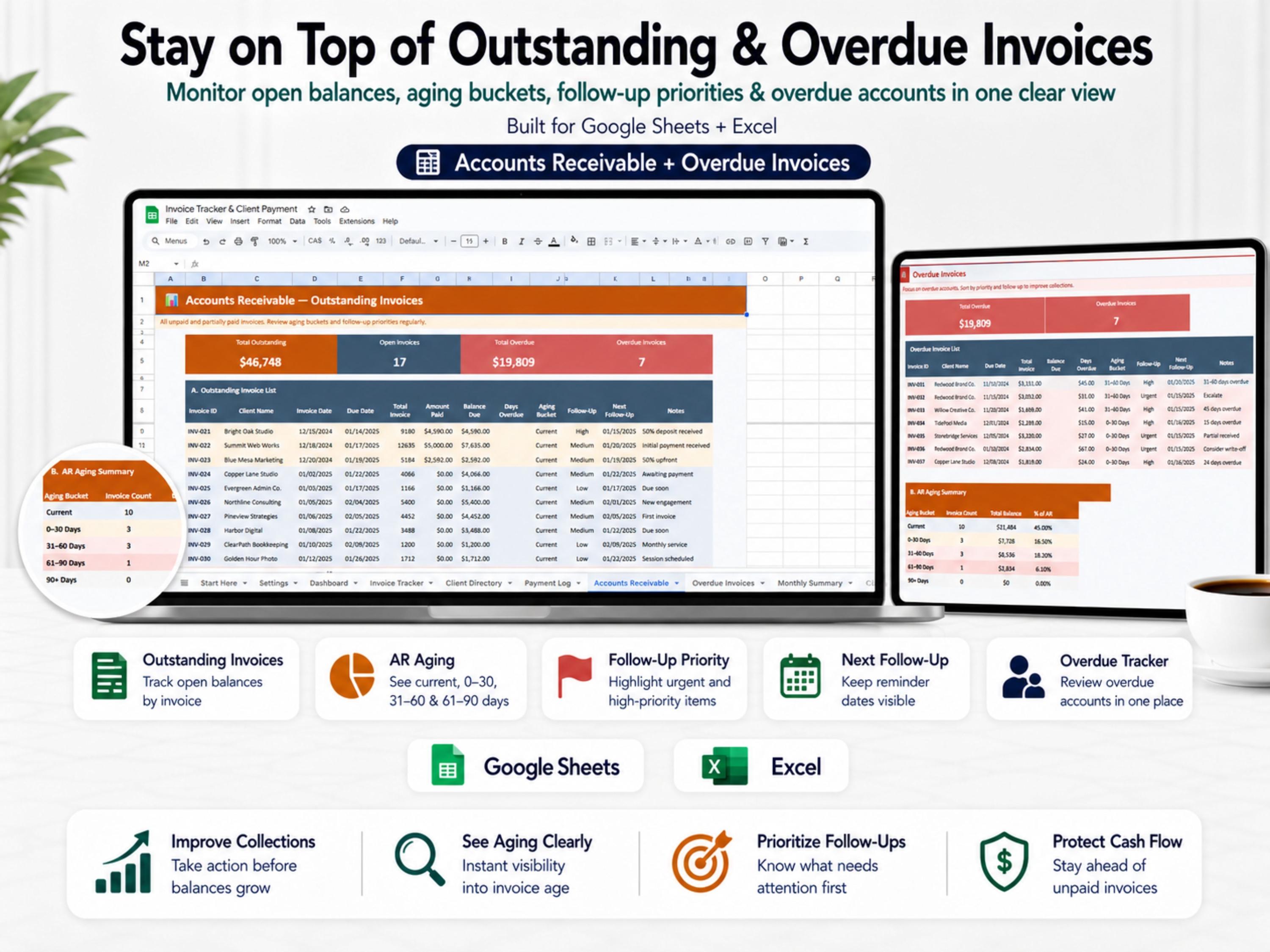 Invoices Log In Invoice Tracker Spreadsheet, Client Payment Log & Small Business ...