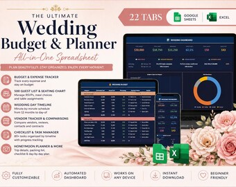 Wedding Checklist Spreadsheet, Wedding Timeline, Day Of Schedule & Shot List Google Sheets Excel