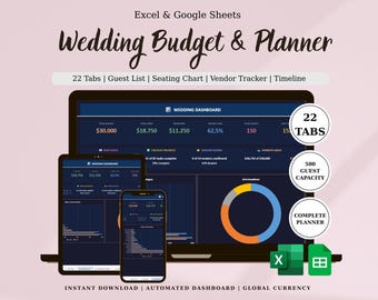 Wedding Budget Spreadsheet, Budget Planner & Payment Tracker Google Sheets Excel