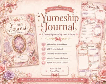 Yumeship Journal Printable, Selfship Journal PDF, Comfort Character Workbook, Dreamy Scrapbook A4 US Letter