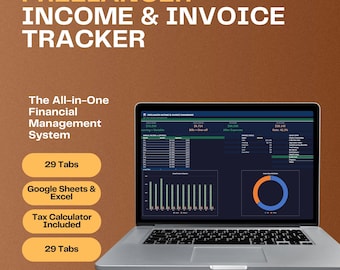 Freelancer Income Expense Tracker, Invoice 1099 Tax & Client Dashboard for Google Sheets Excel