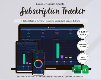 Monthly Bill Tracker Spreadsheet, Recurring Expense Manager for Google Sheets Excel